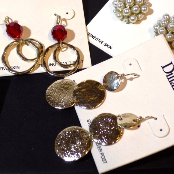 Lot of 7 New Pairs Dillard's Earrings Bundle.  Sterling Earwires, Genuine Stone - Picture 11 of 11